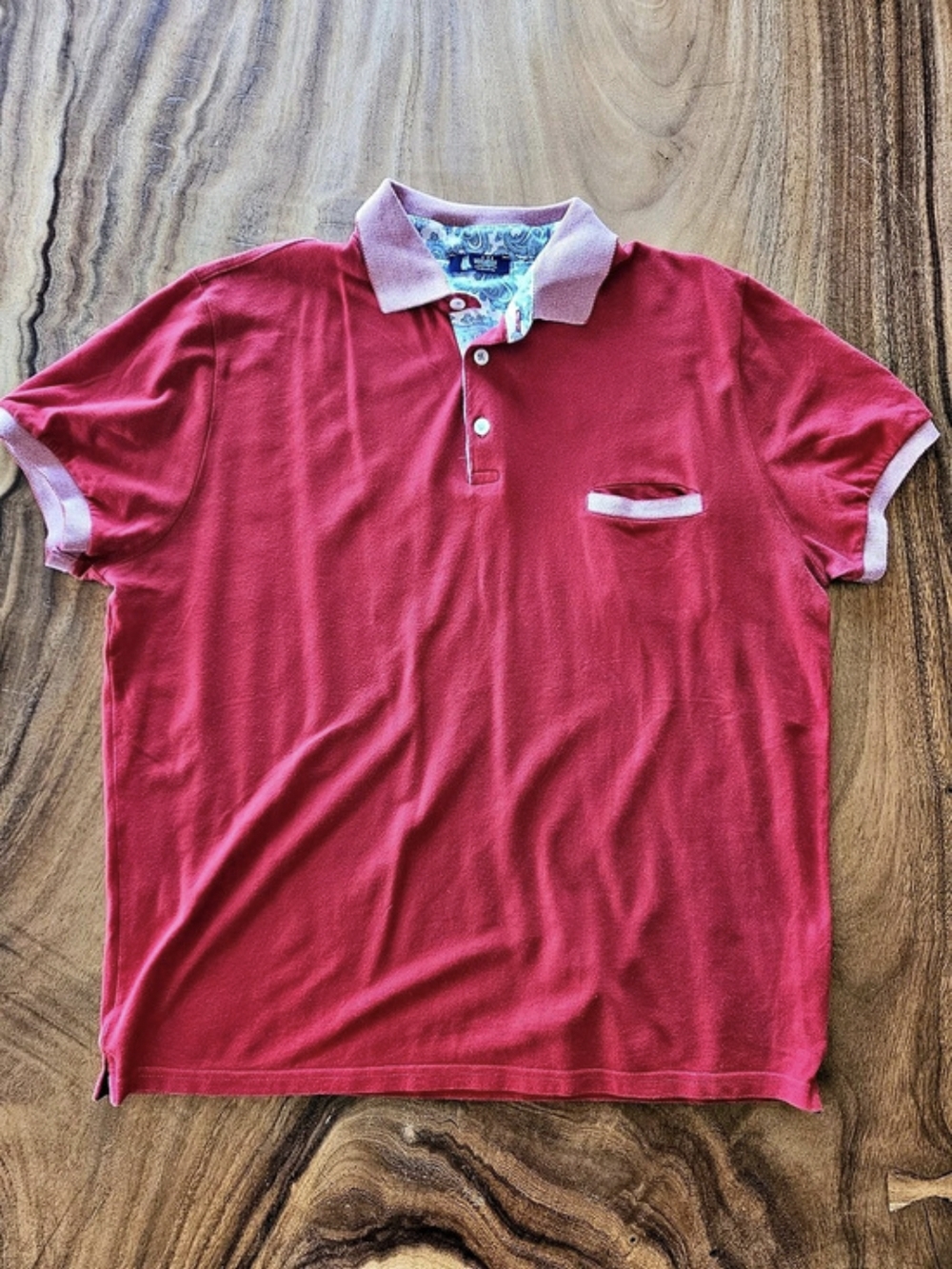 Vela Blu Men's Red Paisley Polo Size Large